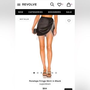 Penelope Fringe Skirt in black, size small by Revolve. New with tags, never worn